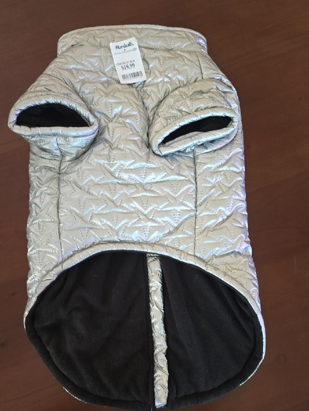 Marshalls Silver Quilted Star-Pattern Pet Vest